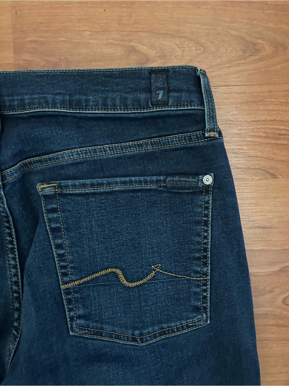 7 For All Mankind Standard Jeans Mens 34 Blue Medium Wash Straight Leg Made USA - Picture 3 of 7